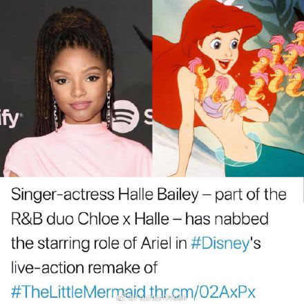 真人版《小美人鱼》确定女主角 将由Halle Bailey出演